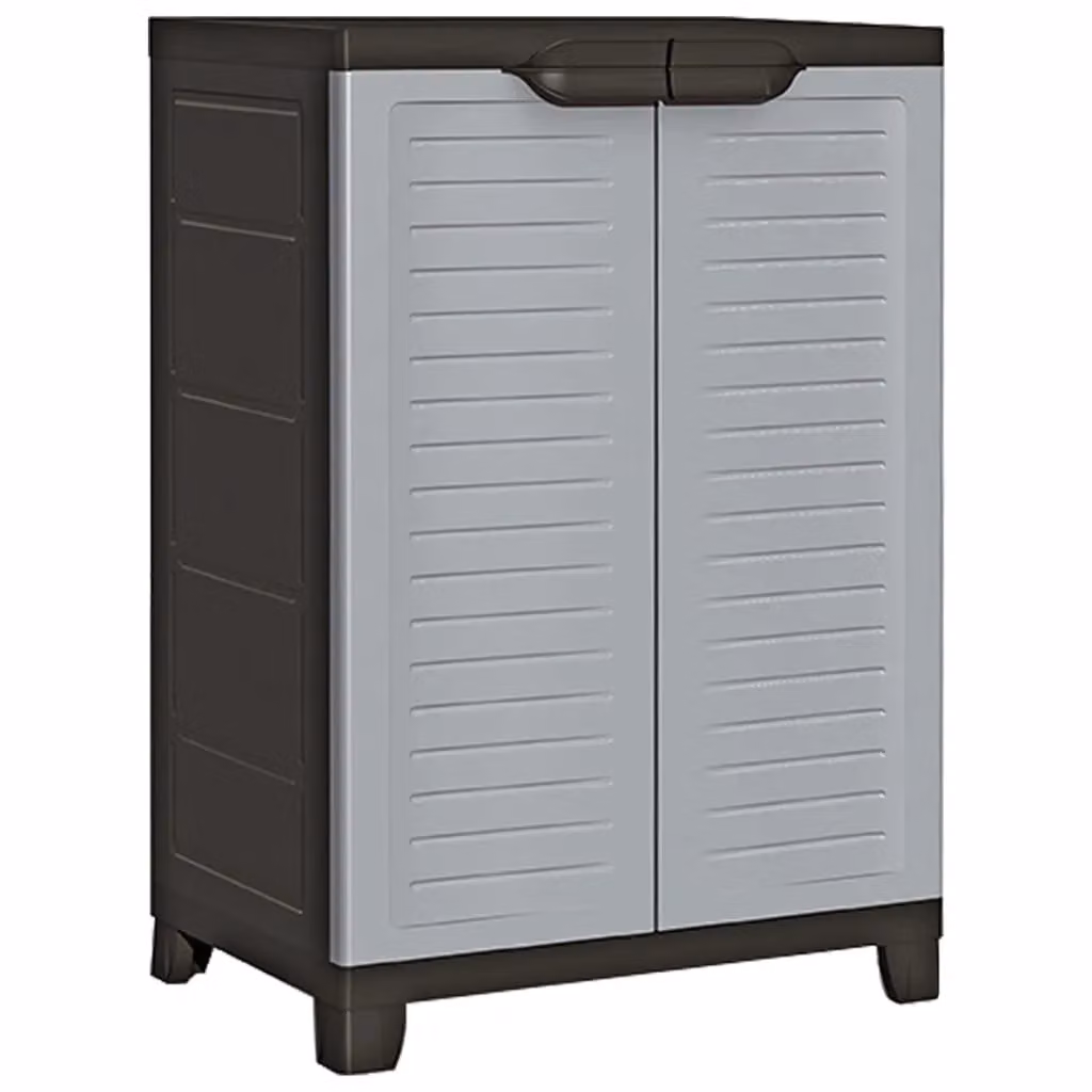 Berkfield Home Grey Plastic Freestanding Cabinet with Hinged Doors W/D/H: 65 x 45 x 97 cm – 2