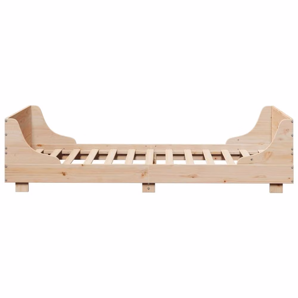 Berkfield Home Rustic Solid Wood Pine Bed Frame in Beige, W/D/H: 90 x 200 cm – 2