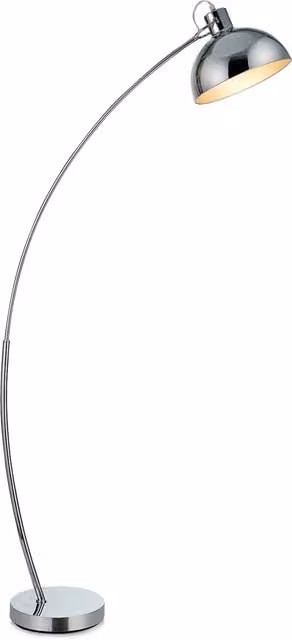 Teamson Home Arco Curved Arched Floor Lamp with Grey Bell Shade and Chrome Finish