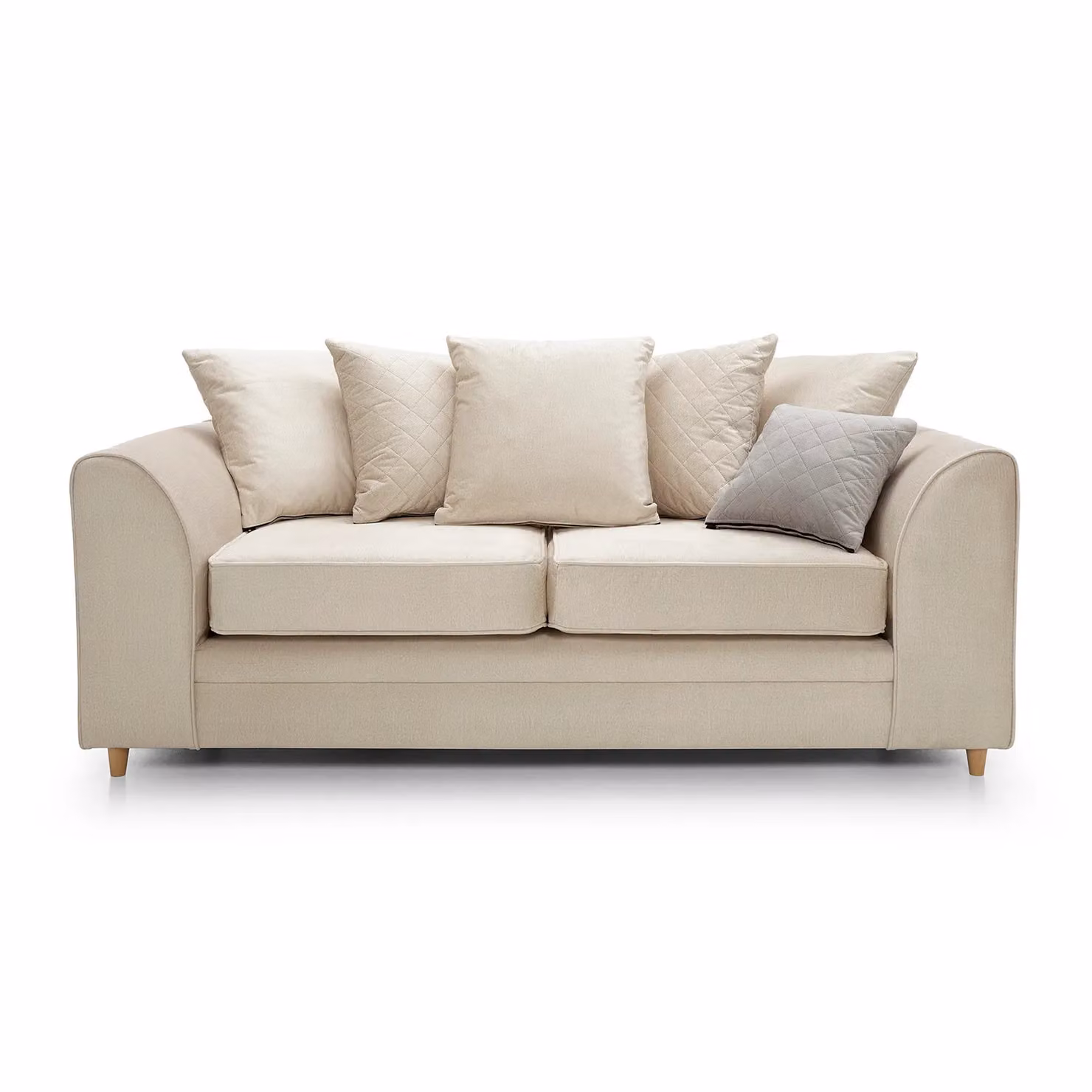 Abakus Direct Chicago 3 Seater Velvet Sofa in Beige, W/D/H: 180 x 89 x 78 cm – 2
