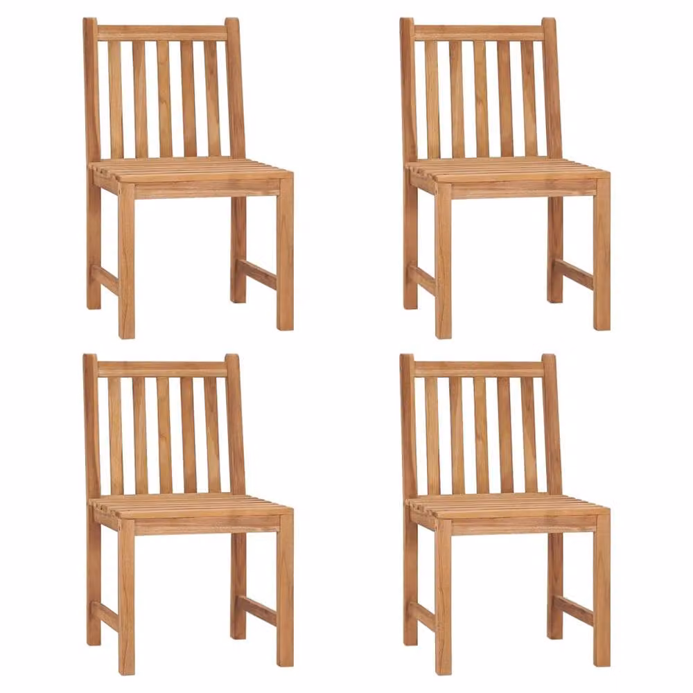 Berkfield Home Beautiful Garden Chairs, Set of 4, Solid Teak Wood, Brown – 2