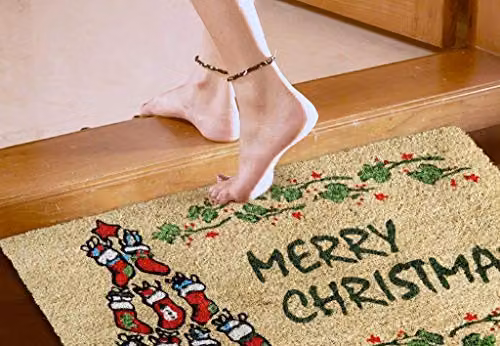 Coco&Coir Christmas Socks Design Coir Door Mat, Multicolour, W: 75 cm, D: 45 cm – 6