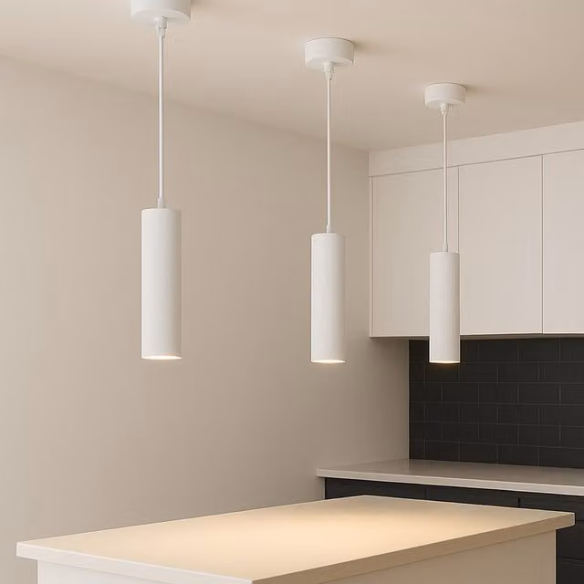 CGC Ruth Suspended Cylinder Ceiling Light in White Aluminium