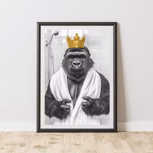 60 Second Makeover Gorilla Crown Animal Print Paper Poster, A4, Multicolour