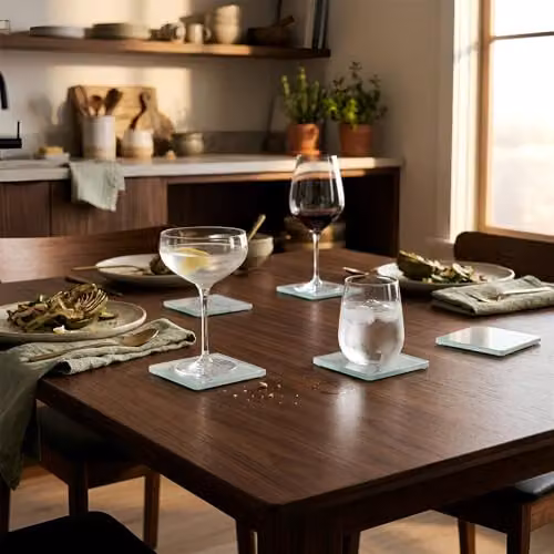Harbour Housewares 12-Piece Glass Placemats and Coasters Set in White, W/D: 40 x 30 cm – 5