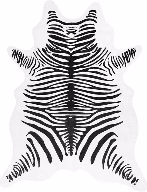 Berkfield Home Zebra Pattern Round Washable Anti Slip Rug in Black and White, Diameter: 100 cm – 1
