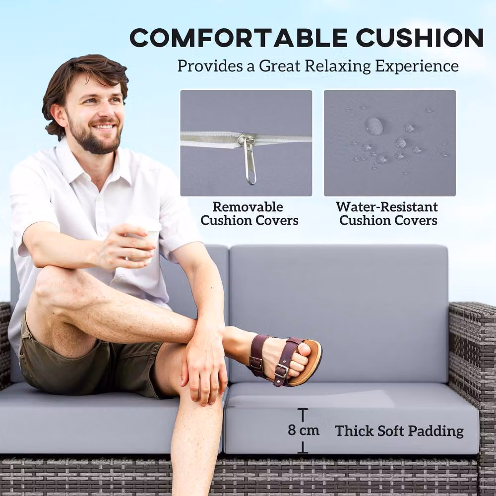 STILVORA 2 Seater Sofa with Cushions and Armrests in Grey – 5