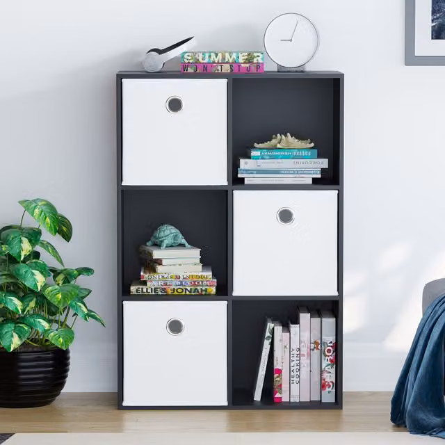 Vida Designs Durham 6 Cube Storage Unit with 3 Baskets, Black