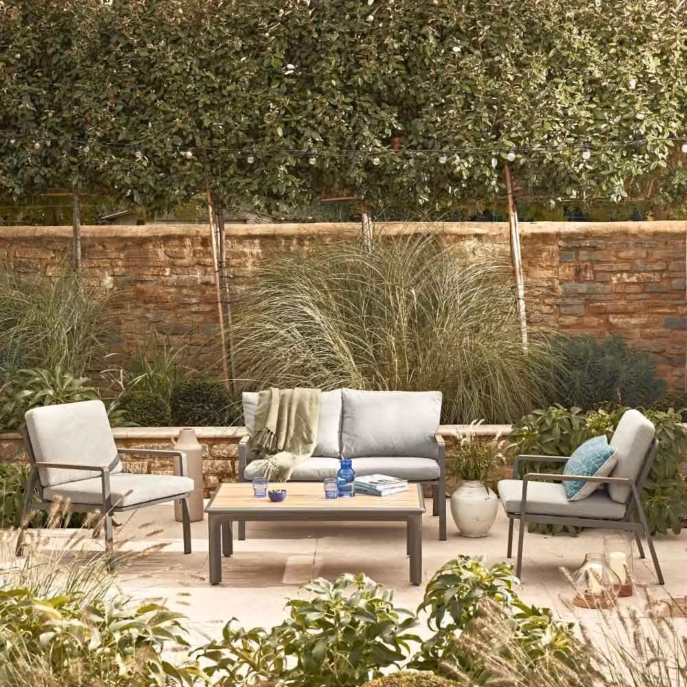 Leisure Grow Savannah Rope Outdoor Lounge Set with 2-Seater Sofa, Armchair and Coffee Table in Brown and Grey