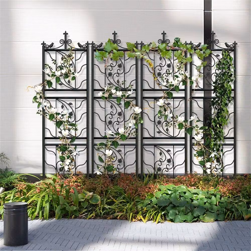 NESTLUNE Black Metal Garden Trellis Climbing Plant Support Wire, W/H: 15 x 100 cm – 4