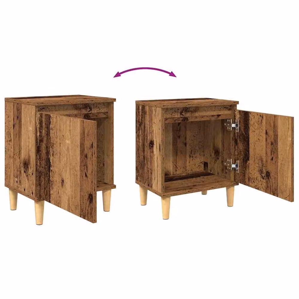 Berkfield Home Old Wood Bedside Table in Brown, Solid Reclaimed Wood, W/D/H: 40 x 30 x 50 cm – 8
