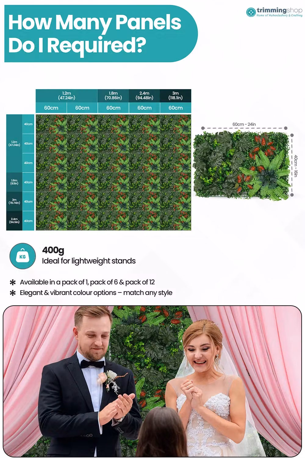 Neel Blue Green Artificial Grass Wall Panels for Floral Backdrop and Barriers – 2