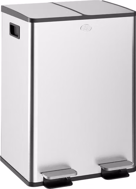 HOMCOM 56L Dual Compartment Stainless Steel Pedal Bin with Deodoriser Holders in Silver Tone