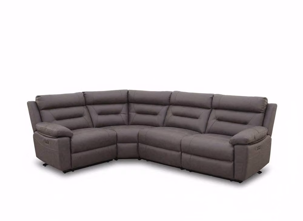 META Lucca Reversible L-Shape Corner Sofa with 1 Power Recliner and USB Charging, Dark Grey Fabric – 2