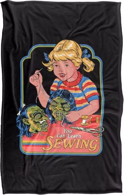 Steven Rhodes You Can Learn Sewing Multicolour Super Soft Fleece Throw Blanket W/D: 91 x 147 cm – 1