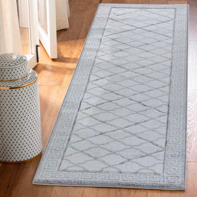 Desire Rugs Valencia Modern Geometric Grey Polypropylene Runner, W: 60 cm, L: 220 cm