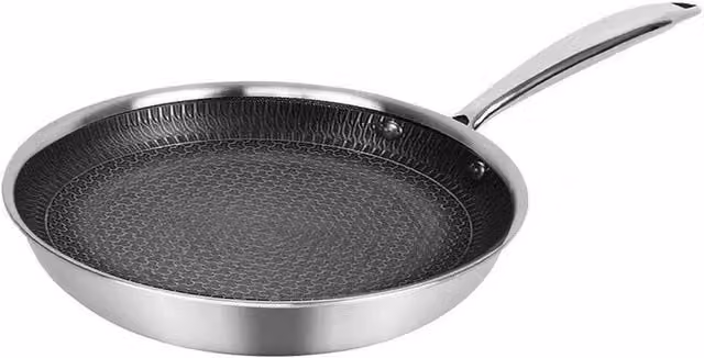 NESTLUNE Stainless Steel Honeycomb Non Stick Frying Pan, Silver, Diameter: 28 cm – 1