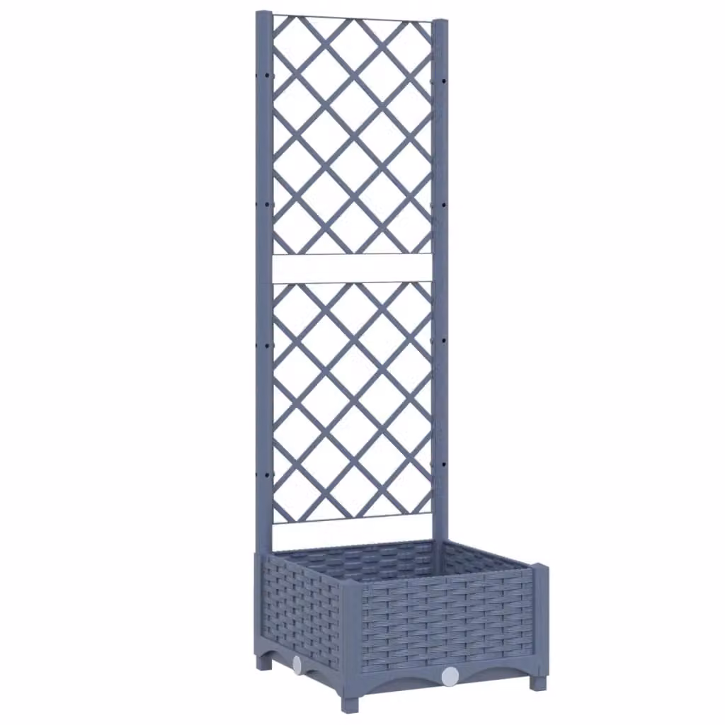 Berkfield Home Garden Planter with Trellis in Dark Grey, W/D/H: 40 x 40 x 121.5 cm – 2