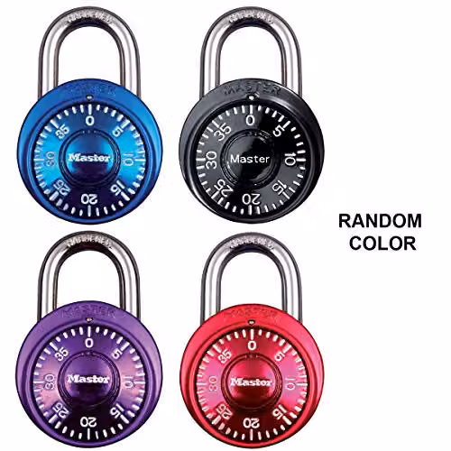 Master Lock Stainless Steel Fixed Dial Combination Padlock, Purple, W/D/H: 5.7 x 4.0 x 2.5 cm – 2