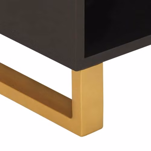 vidaXL Modern Geometric TV Cabinet in Brown and Black, Solid Mango Wood and Metal, W: 80 cm, D: 33.5 cm, H: 46 cm – 7
