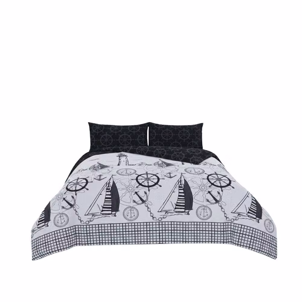 Snug City Pirate Adventure Nautical Duvet Cover and Pillowcase Set in Black and Multicolour, 140 x 200 cm – 2