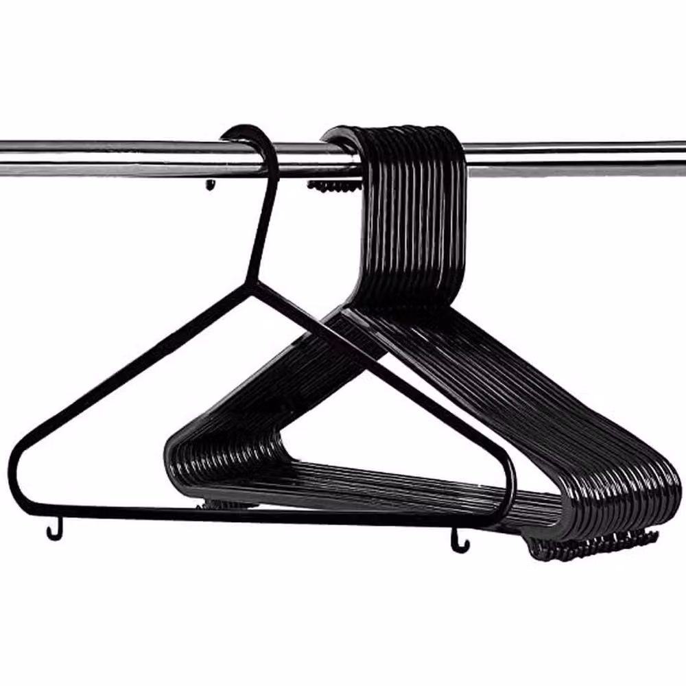 FLAVORA 200 Pack Black Adult Cloth Hangers, Space Saving Plastic and Coated Steel Garment Hangers, Width: 5 cm – 2