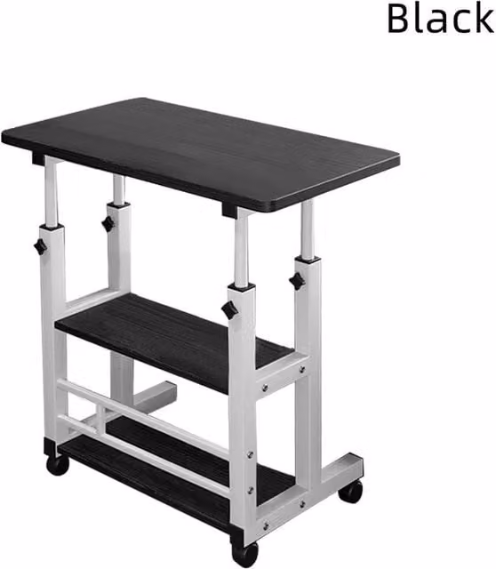 FORGEVIO Black Adjustable Folding Wheeled Laptop Study Desk with Castors – 1