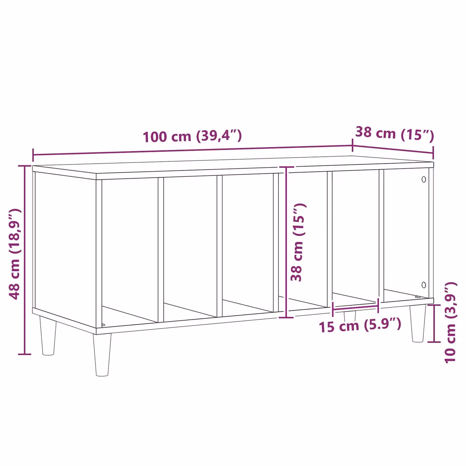 Berkfield Home Record Cabinet in Black Oak, W/D/H: 100 x 38 x 48 cm – 5