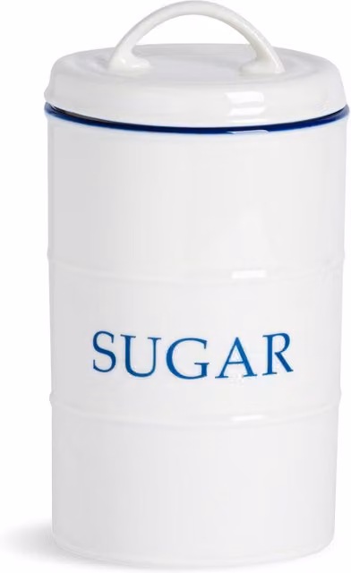 Nicola Spring White Ceramic Airtight Sugar Canister, Height: 11 cm