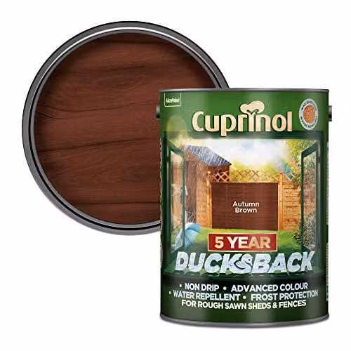 Cuprinol Ducksback Shed and Fence Paint, Autumn Brown, 5 l – 1