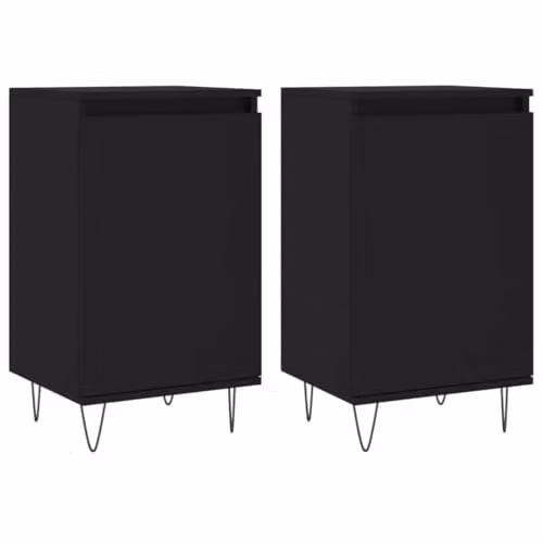 vidaXL Set of 2 Modern Black Sideboards in Engineered Wood, W/D/H: 40 x 35 x 70 cm