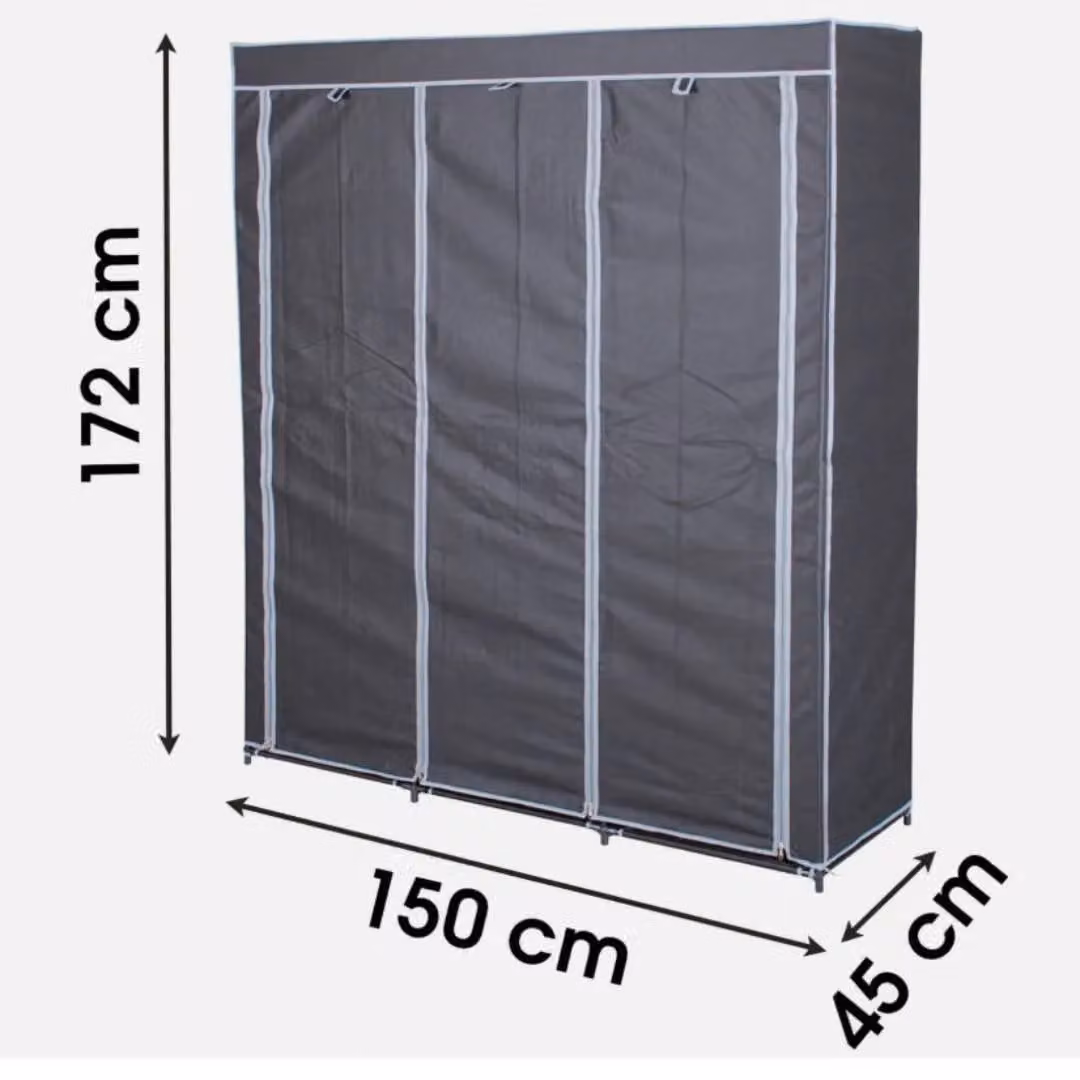EONLION Collapsible Portable Travel Wardrobe Cupboard in Black, W/D/H: 172 x 45 x 45 cm – 2
