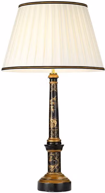 Loops Single Table Lamp in Ivory with Black and Gold Trim Shade, E27 60W LED Compatible
