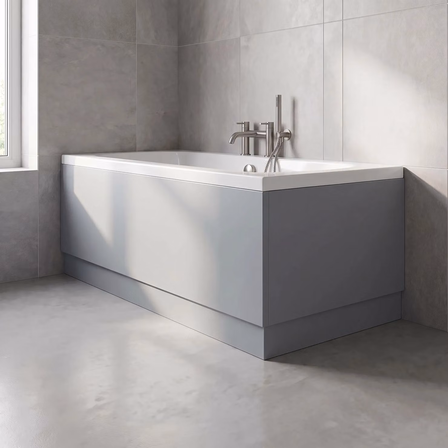 Balterley Edge/Power Straight End Bath Panel and Plinth in Grey – 2