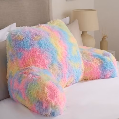 OHS Tie Dye Fluffy Fleece Reading Cushion with Arms and Backrest Support, W/D/H: 60 x 45 x 40 cm – 1