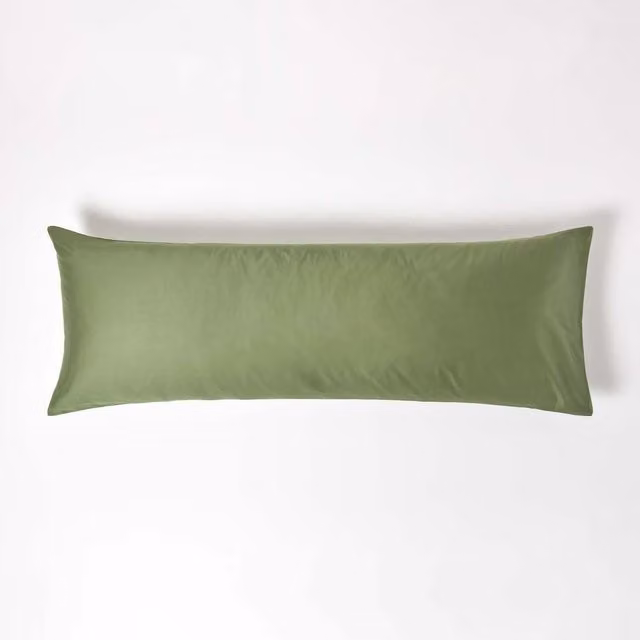 Homescapes Organic GOTS Combed Cotton Pillowcase in Green