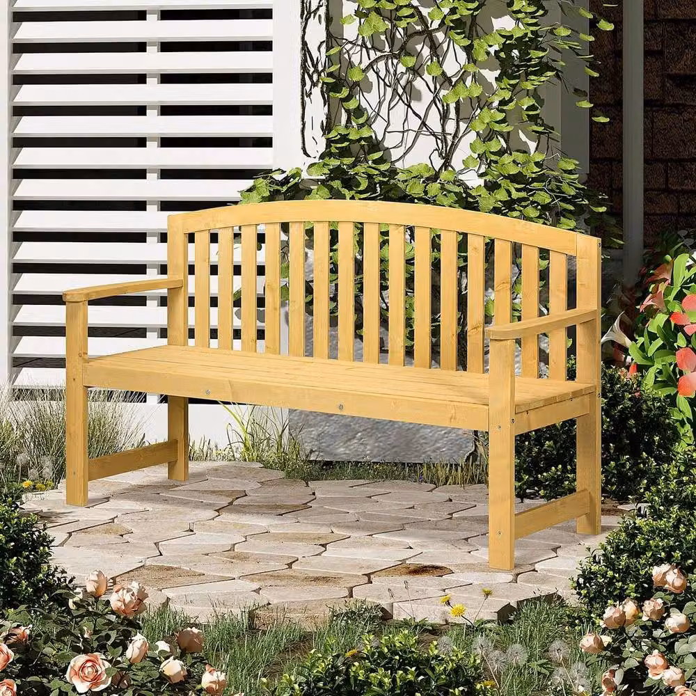 Hinsinc Natural Wooden 2 Person Garden Bench – 2
