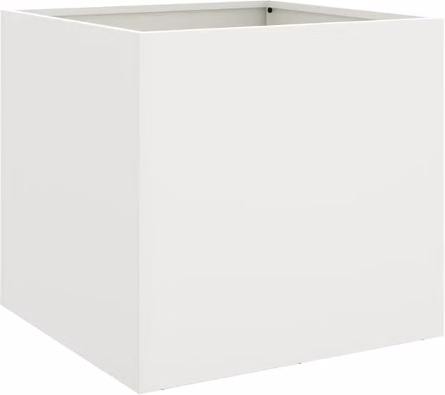 Berkfield Home Steel Planter Tub, White, W: 42 cm, D: 40 cm, H: 39 cm