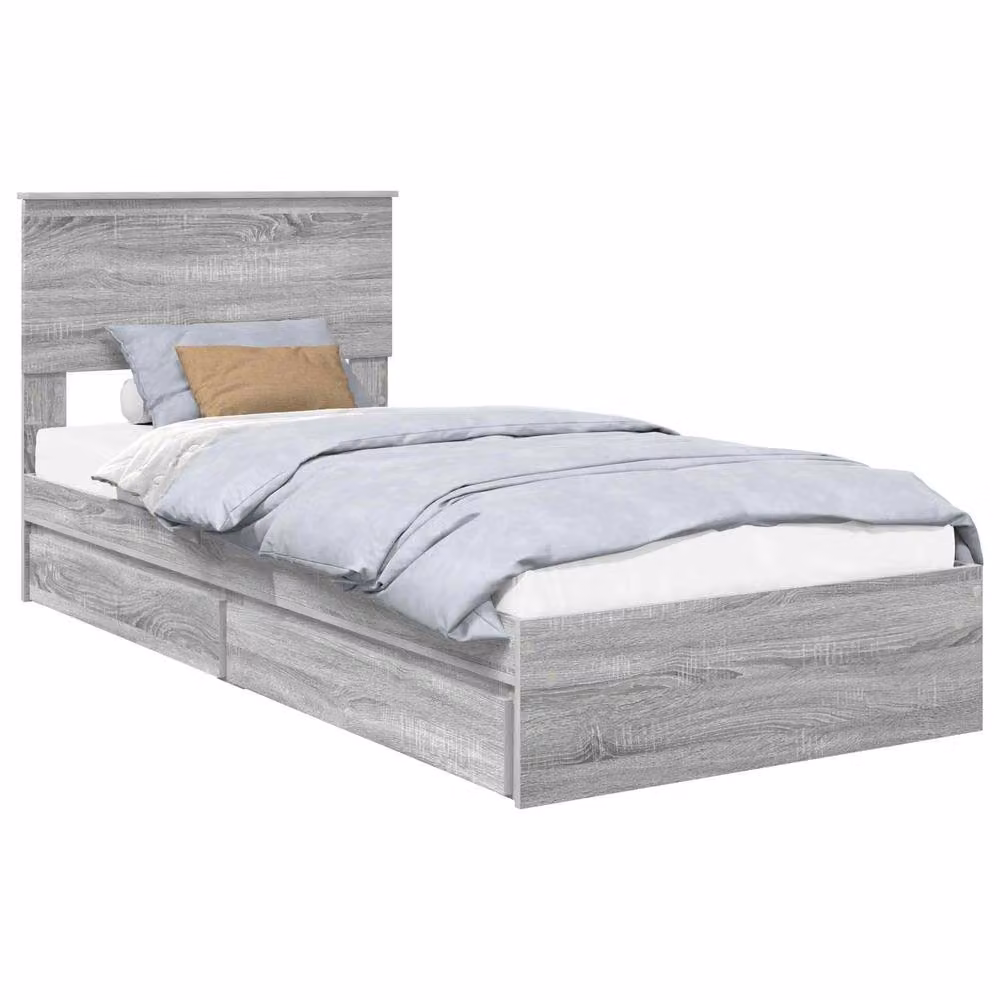 Berkfield Home Grey Sonoma Storage Bed with Drawer in Engineered Wood W/D/H: 90 x 200 cm – 2