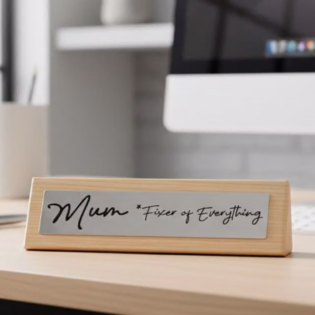 Boxer Gifts Mum Fixer of Everything Wooden Tabletop Desk Sign in Brown