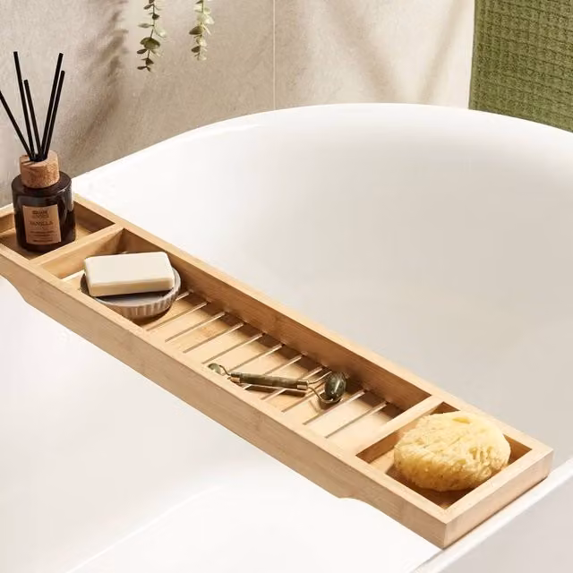Wyld and Coco Bamboo Bathtub Tray in Brown