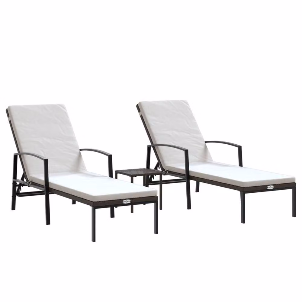 Berkfield Home Poly Rattan Sun Loungers with Table, 2 Piece Set in Brown – 2