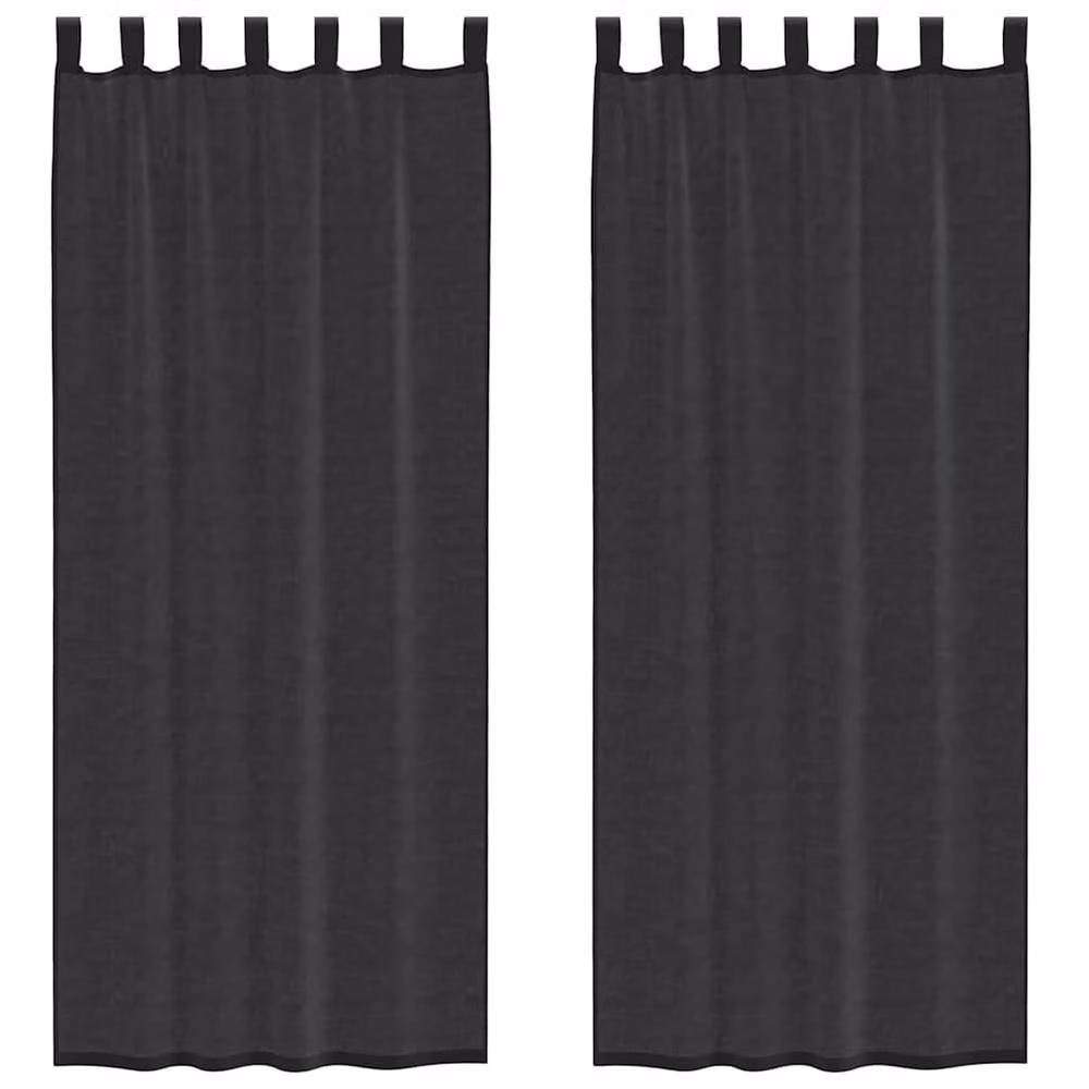 Berkfield Home Black Voile Tab Top Curtains, 2 Pack, W: 140 cm, H: 260 cm – 2