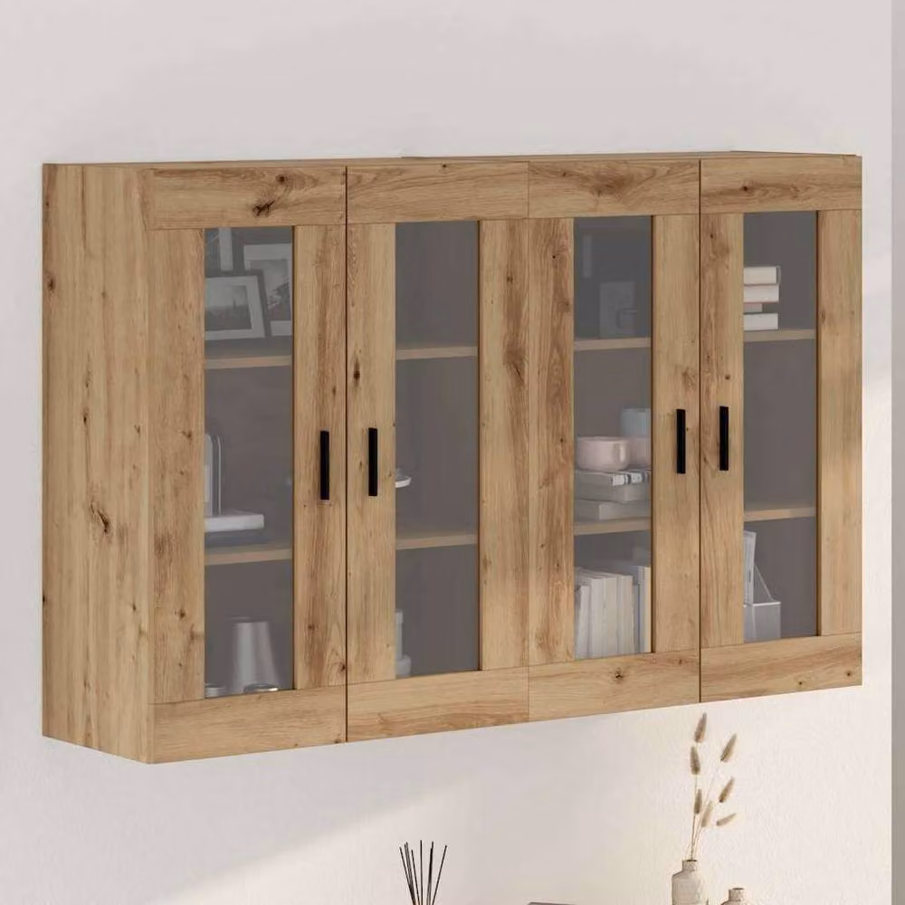 Berkfield Home Artisan Oak Wall Mounted Cabinets, 2 Piece Set in Brown, W/D/H: 69.5 x 34 x 90 cm – 1