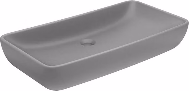 Berkfield Home Luxury Rectangular Ceramic Countertop Basin in Matt Light Grey W: 71 cm, D: 38 cm