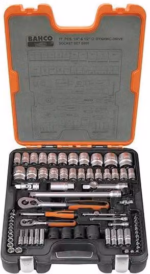 Bahco S800 77 Piece Socket Set with 1/4in and 1/2in Drive in Orange and Black – 2
