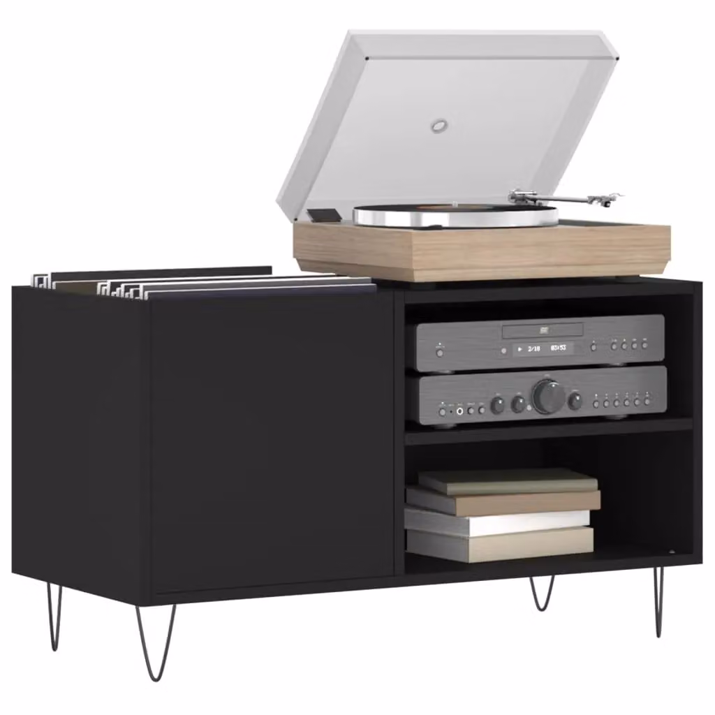 Berkfield Home Record Cabinet in Black, W/D/H: 85 x 38 x 48 cm – 3