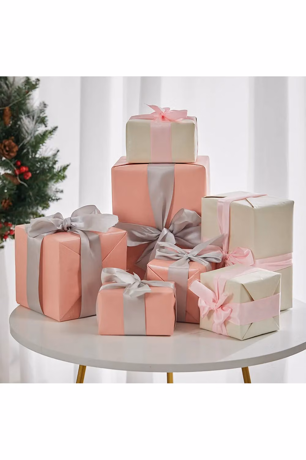 Living and Home 7-Piece Pink Paper Christmas Gift Box Decoration Set – 2