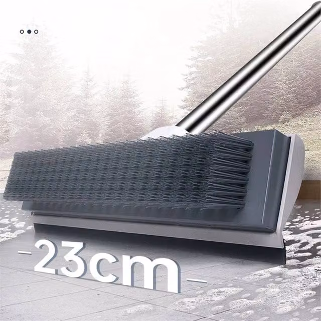 NESTLUNE Sweeping Yard Broom with Scraper and Long Handle in Grey and White, W/D/H: 100 x 15 x 15 cm