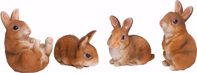 Farmwood Set of 4 Brown Rabbit Garden Animal Ornaments